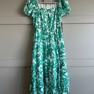 Green Floral Midi Dress